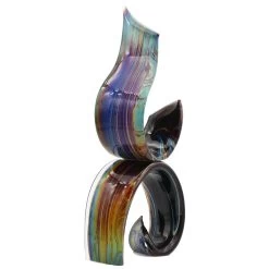 Double Ribbon - Chalcedony Sculpture - Original Murano Glass OMG