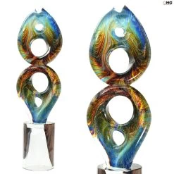 Sing - Abstract Sculpture In Chalcedony - Original Murano Glass OMG
