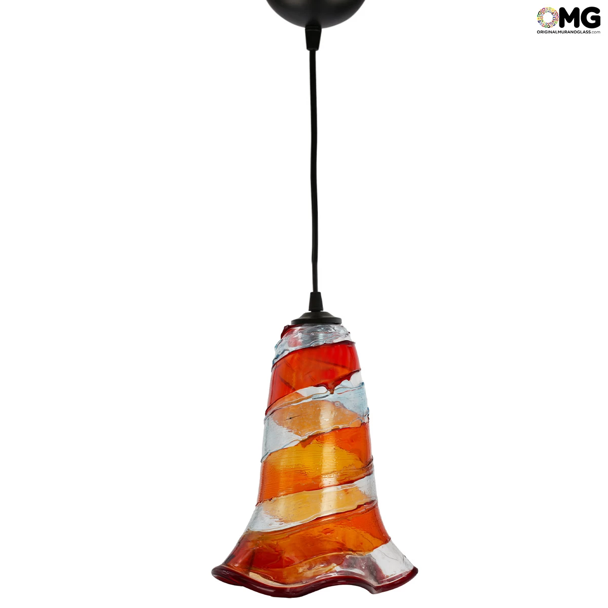 Hanging Lamp Orange - Sbruffy Style - Original Murano Glass - Image 3
