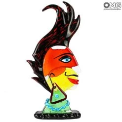 Punk Head With Tuft - Cubism - Original Murano Glass