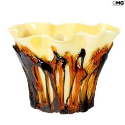 Amber And Black Lava - Napkins Vase - Original Murano Glass