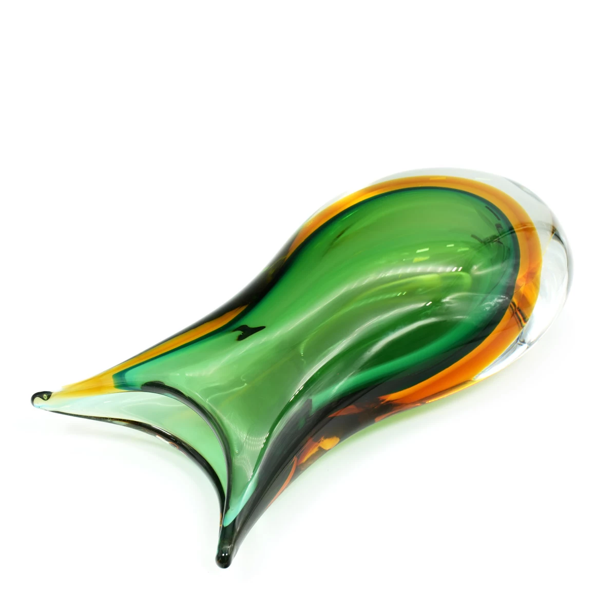 Vase Swallow - Green Amber Sommerso - Original Murano Glass OMG - Image 5