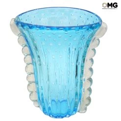 Vase Vulcano Light Blue - Gold - Original Murano Glass OMG