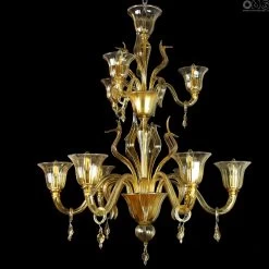 Venetian Chandelier Corvo Topaz 6+3 Lights - Murano Glass