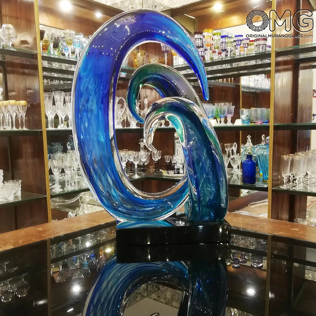 Wave Of The Blue Sea - Sculpture - Original Murano Glass OMG - Image 7