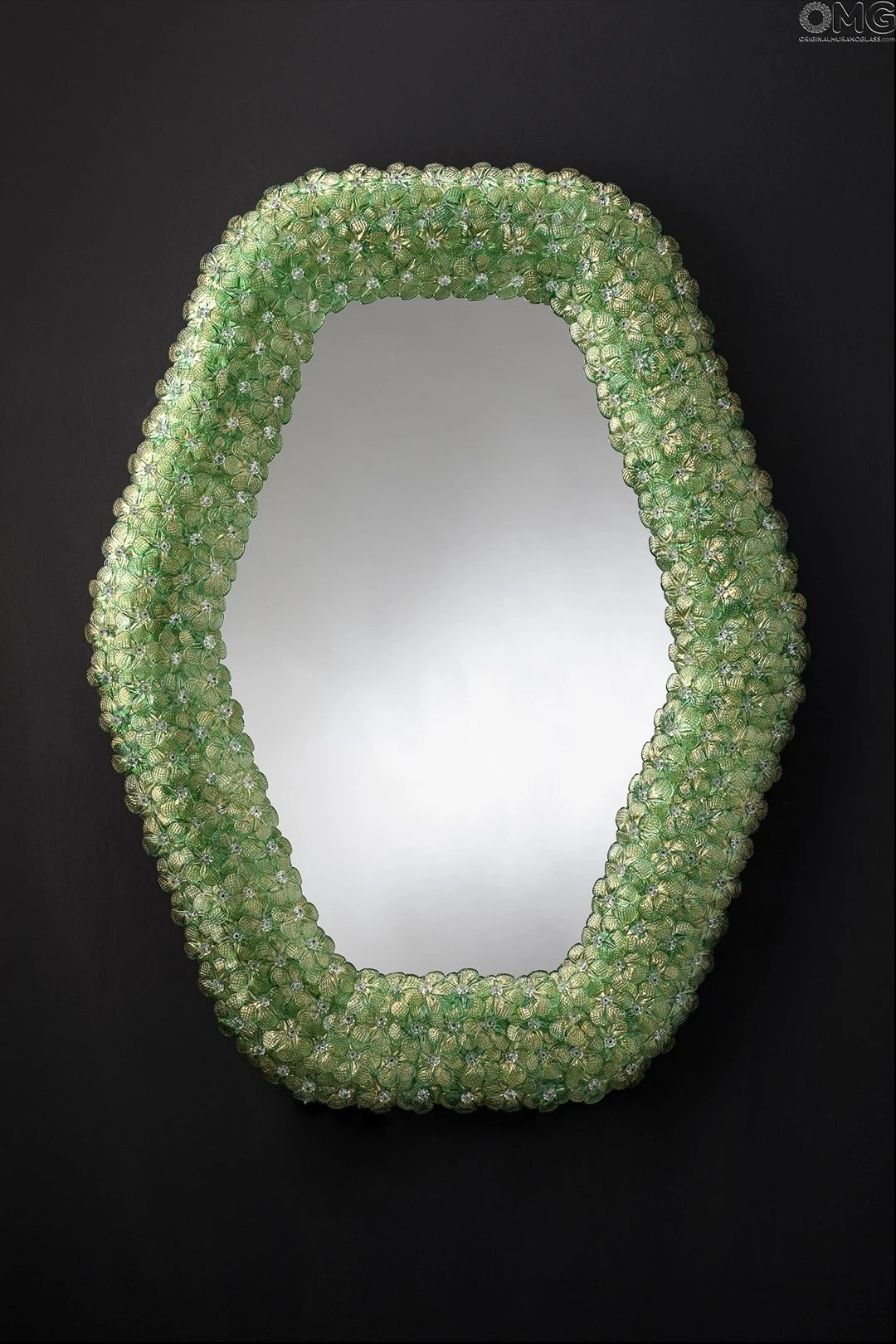 Bouquet Green - Wall Venetian Mirror - Murano Glass - Image 3
