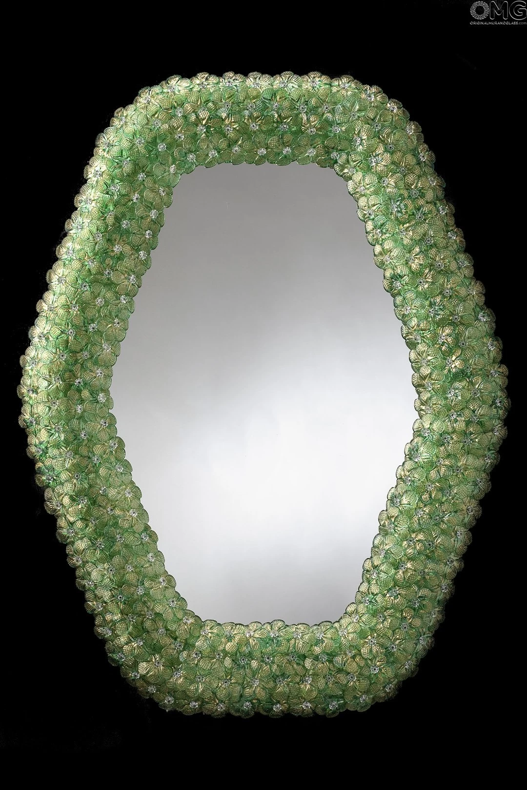 Bouquet Green - Wall Venetian Mirror - Murano Glass