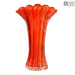 Flower Vase - Red And Gold - Original Murano Glass OMG