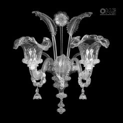Sconce Wall Lamp Elegante - Clear Glass + Pendants - Murano Glass - 2 Lights