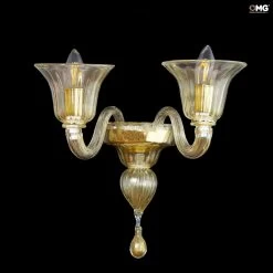 Basic Wall Lamp Foscari Gold - Pastoral - Murano Glass - 2 Lights Applique